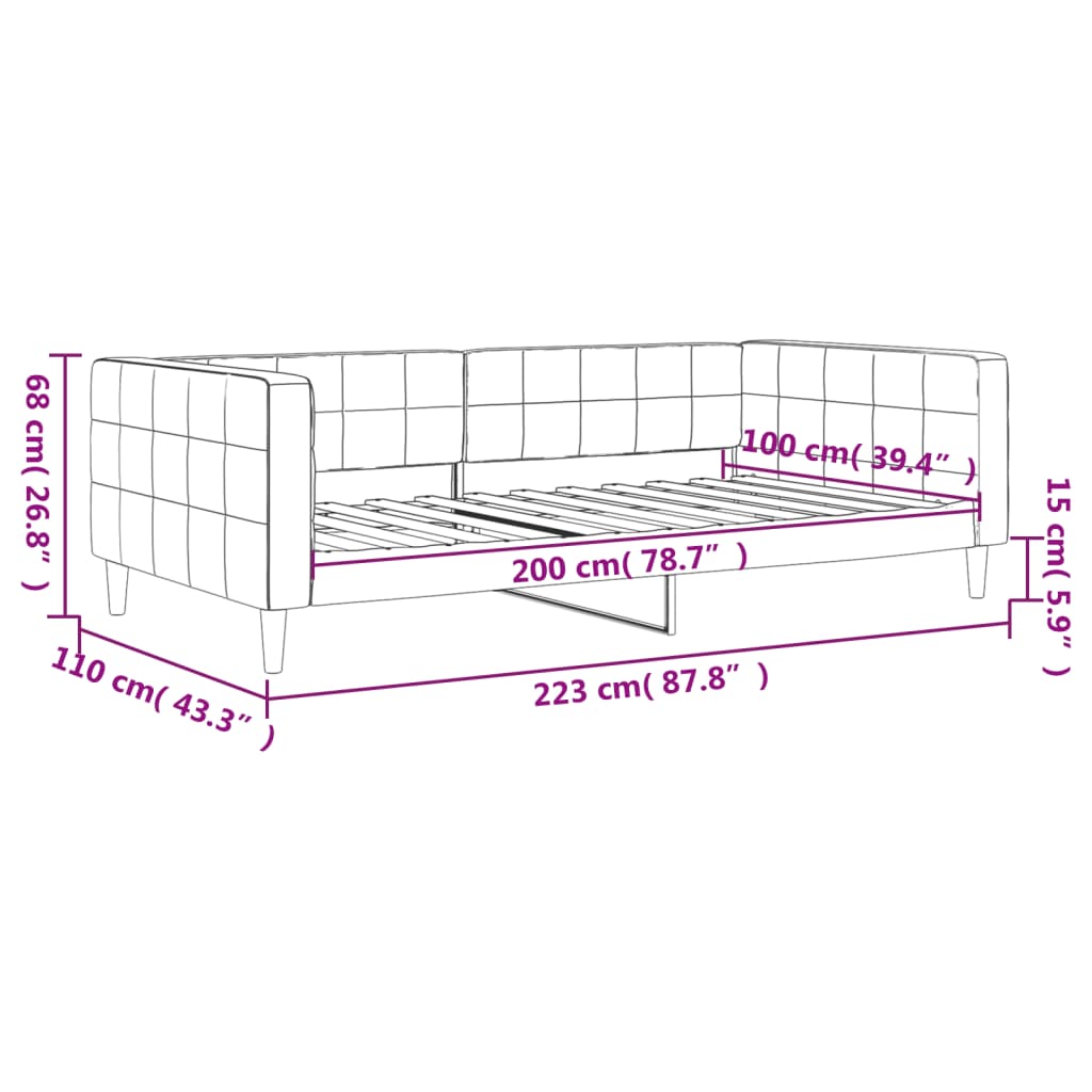 Sofá-cama 100x200 cm veludo preto