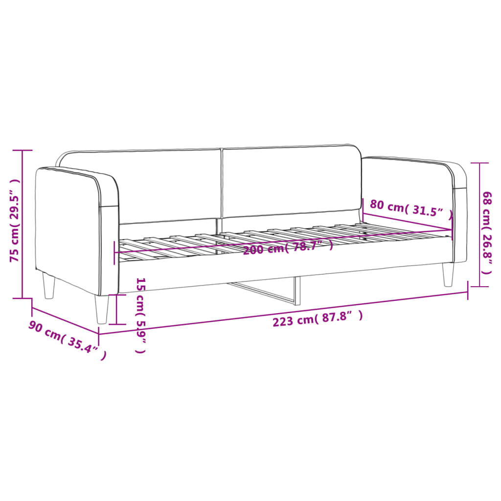 Sofá-cama 80x200 cm tecido cinzento-acastanhado