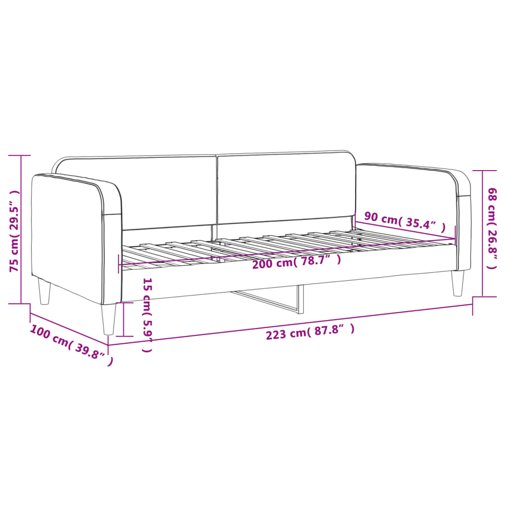 Sofá-cama 90x200 cm tecido cinzento-acastanhado