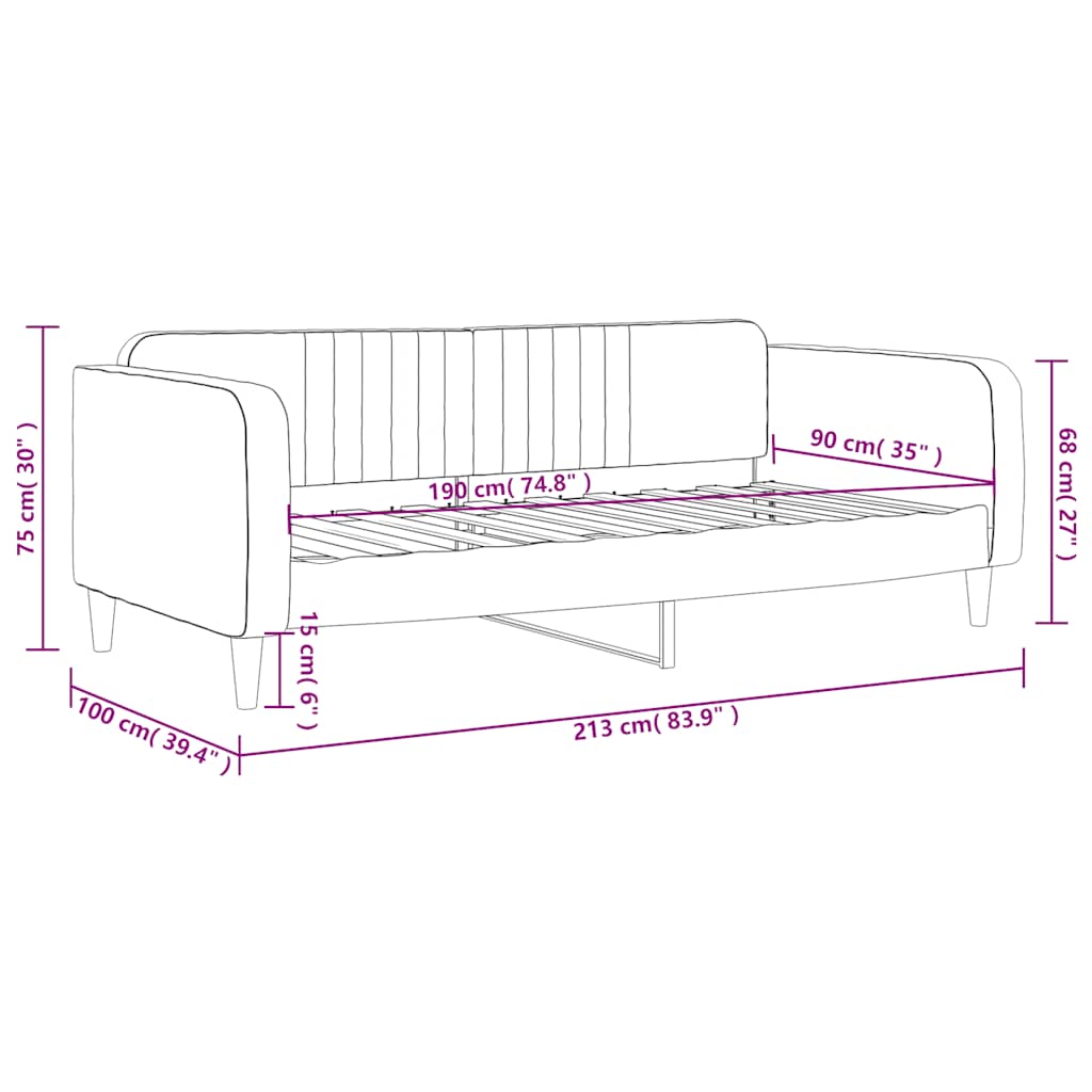 Sofá-cama 90x190 cm veludo cinzento-escuro
