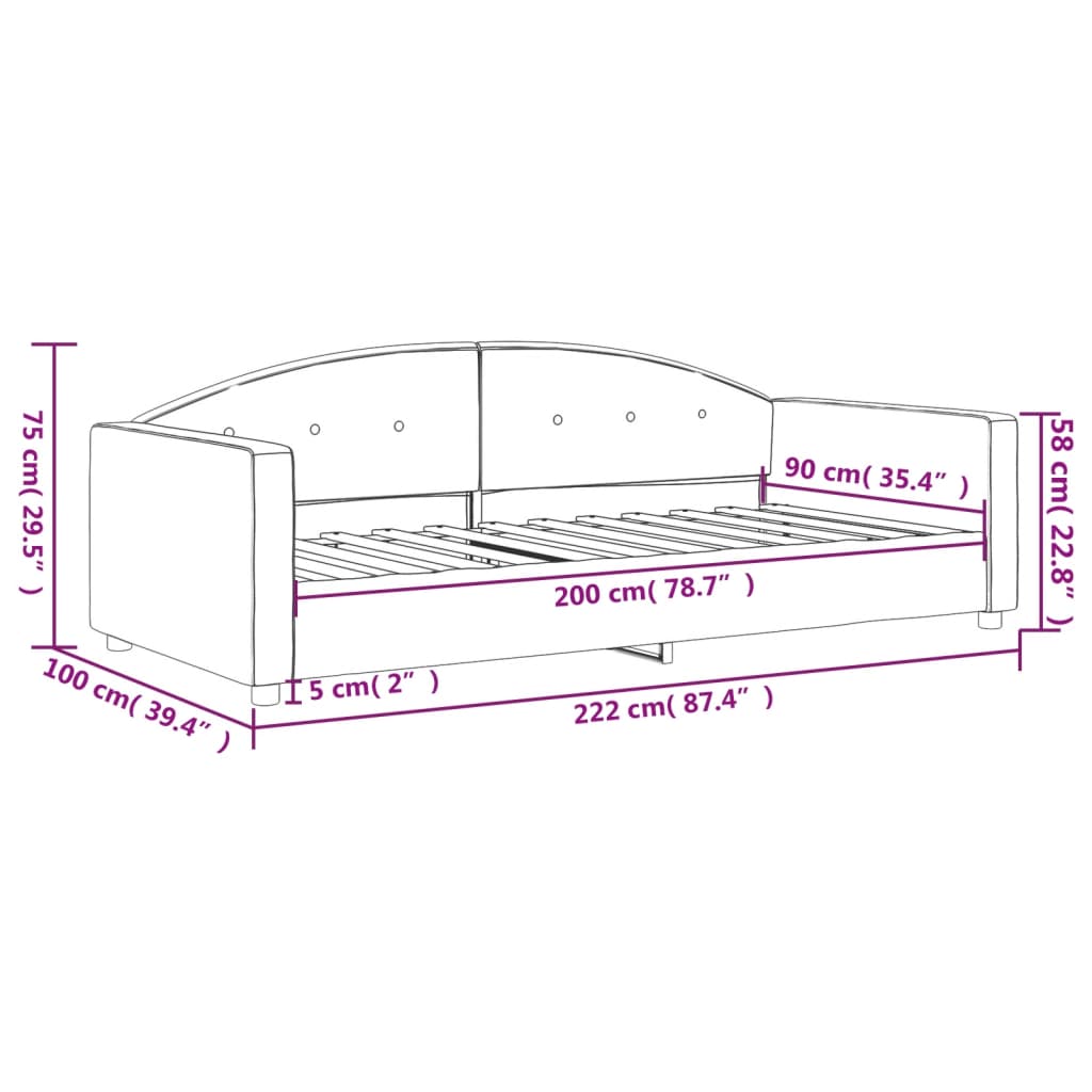 Sofá-cama 90x200 cm veludo cinzento-escuro