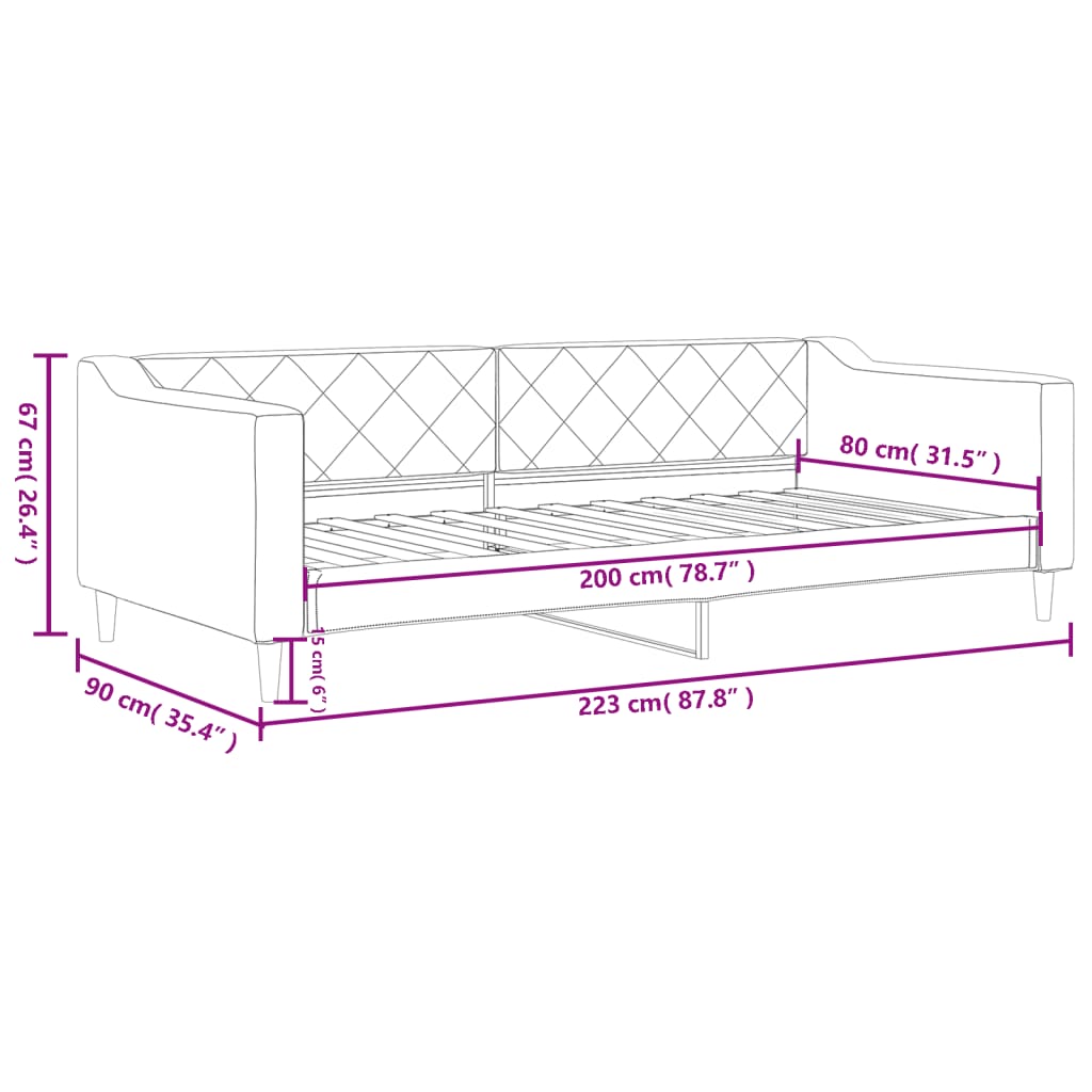 Sofá-cama 80x200 cm tecido cor creme