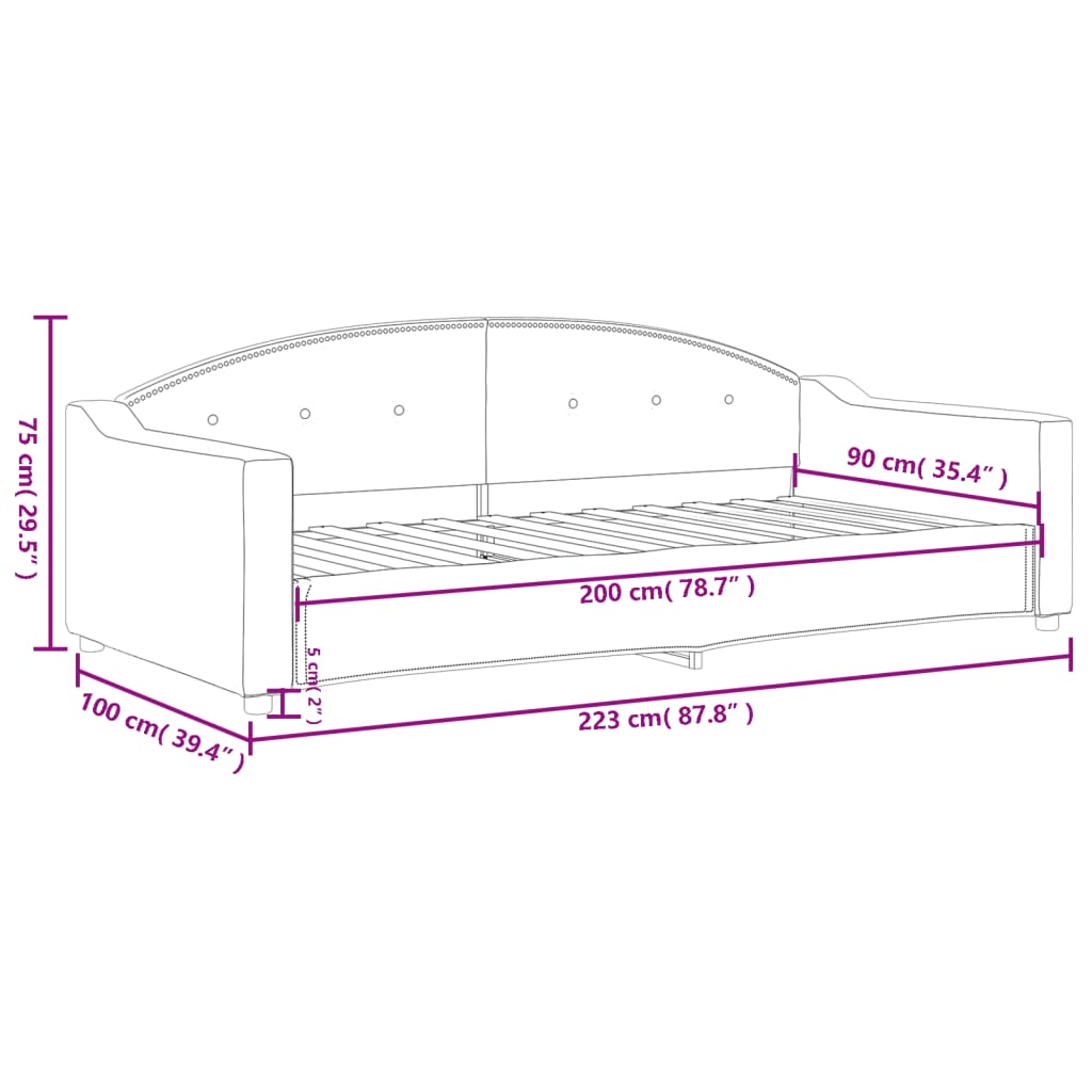 Sofá-cama 90x200 cm tecido cinzento-acastanhado