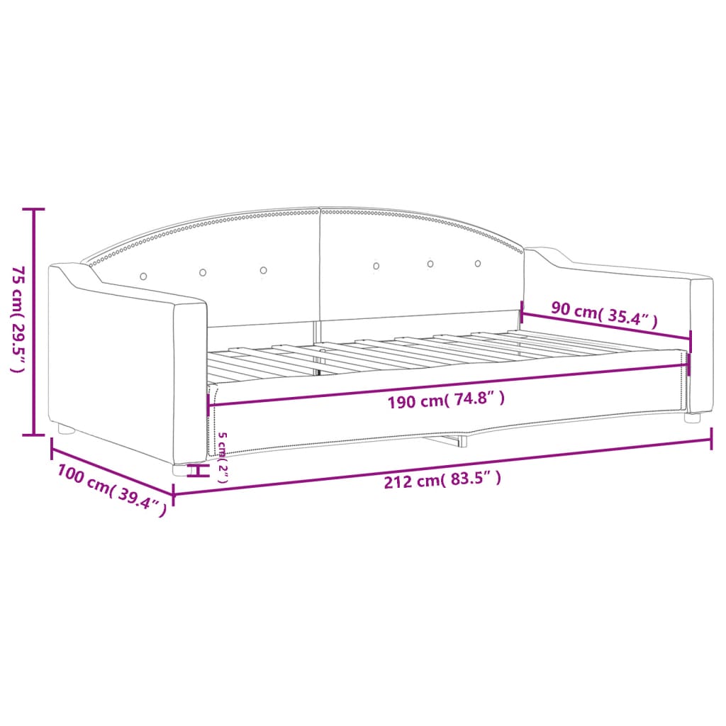 Sofá-cama 90x190 cm tecido preto