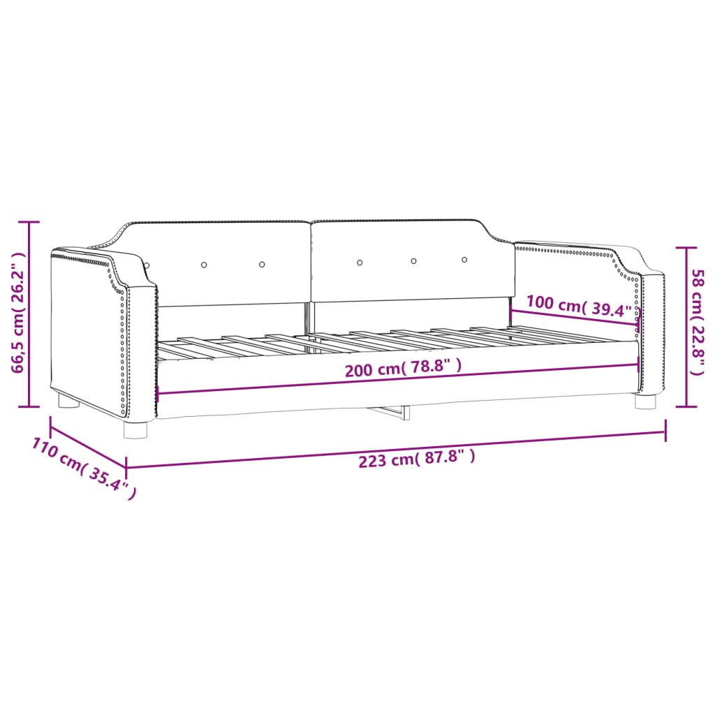 Sofá-cama 100x200 cm tecido cor creme