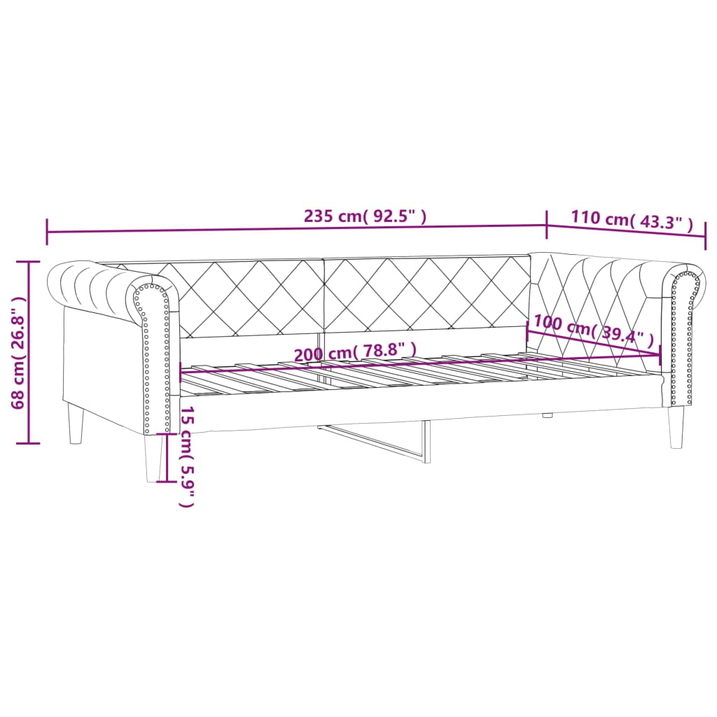 Sofá-cama 100x200 cm couro artificial branco