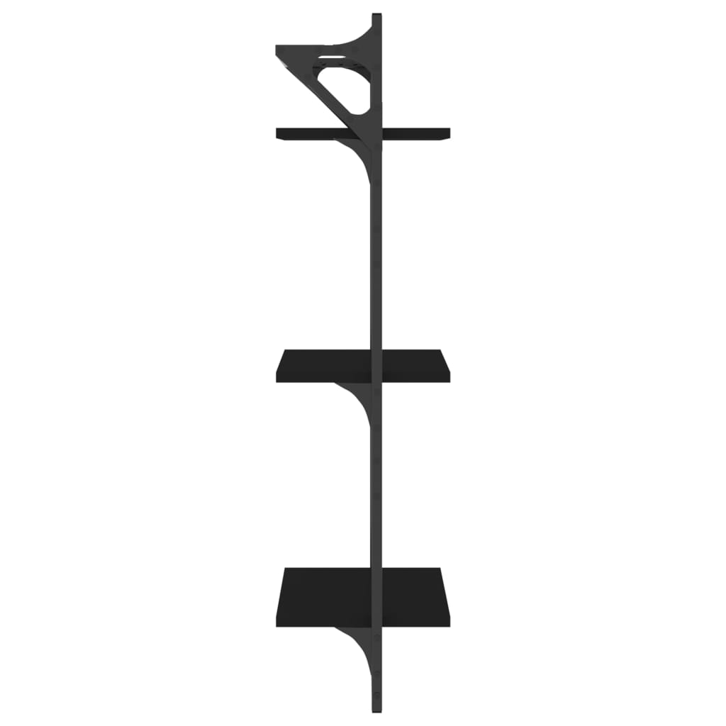 Estante 3 prateleiras parede c/ barras 2 pcs 30x25x100 cm preto