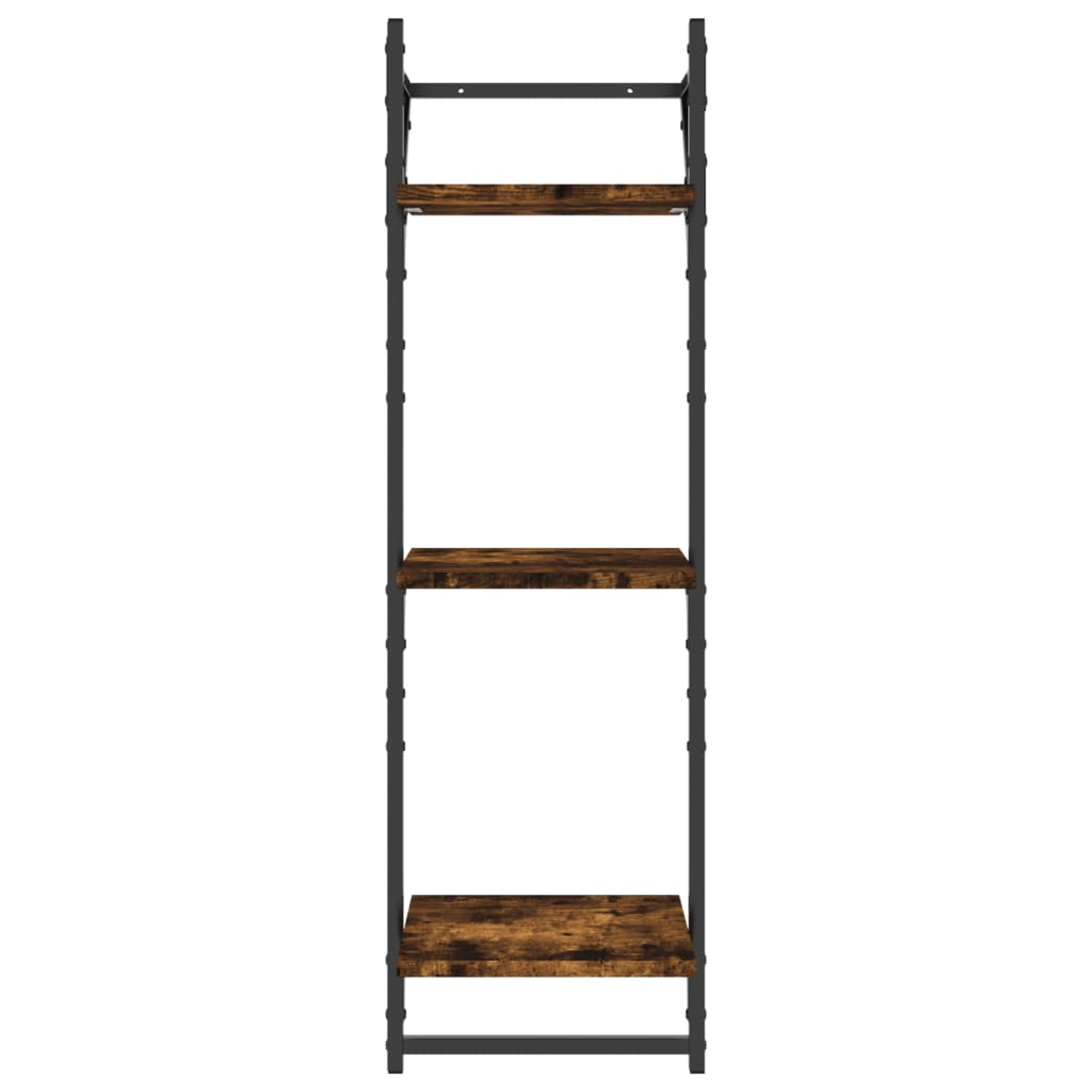 Estante 3 prateleiras + barras 2pcs 30x25x100cm carvalho fumado