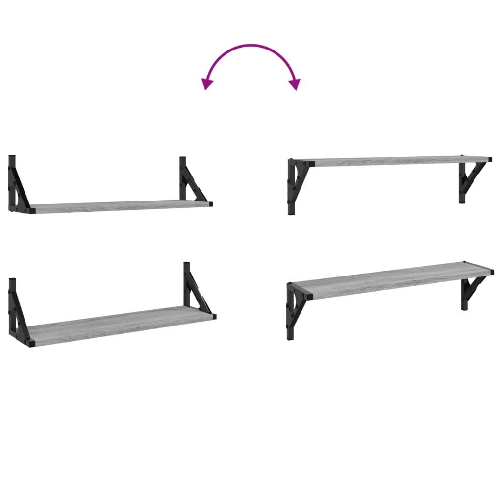 Prateleiras de parede 2 pcs 60x15x15,5 cm cinzento sonoma