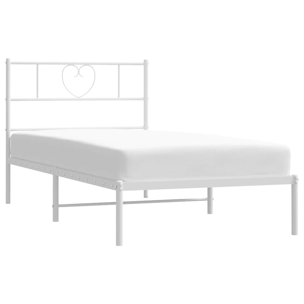 Estrutura de cama com cabeceira 100x200 cm metal branco