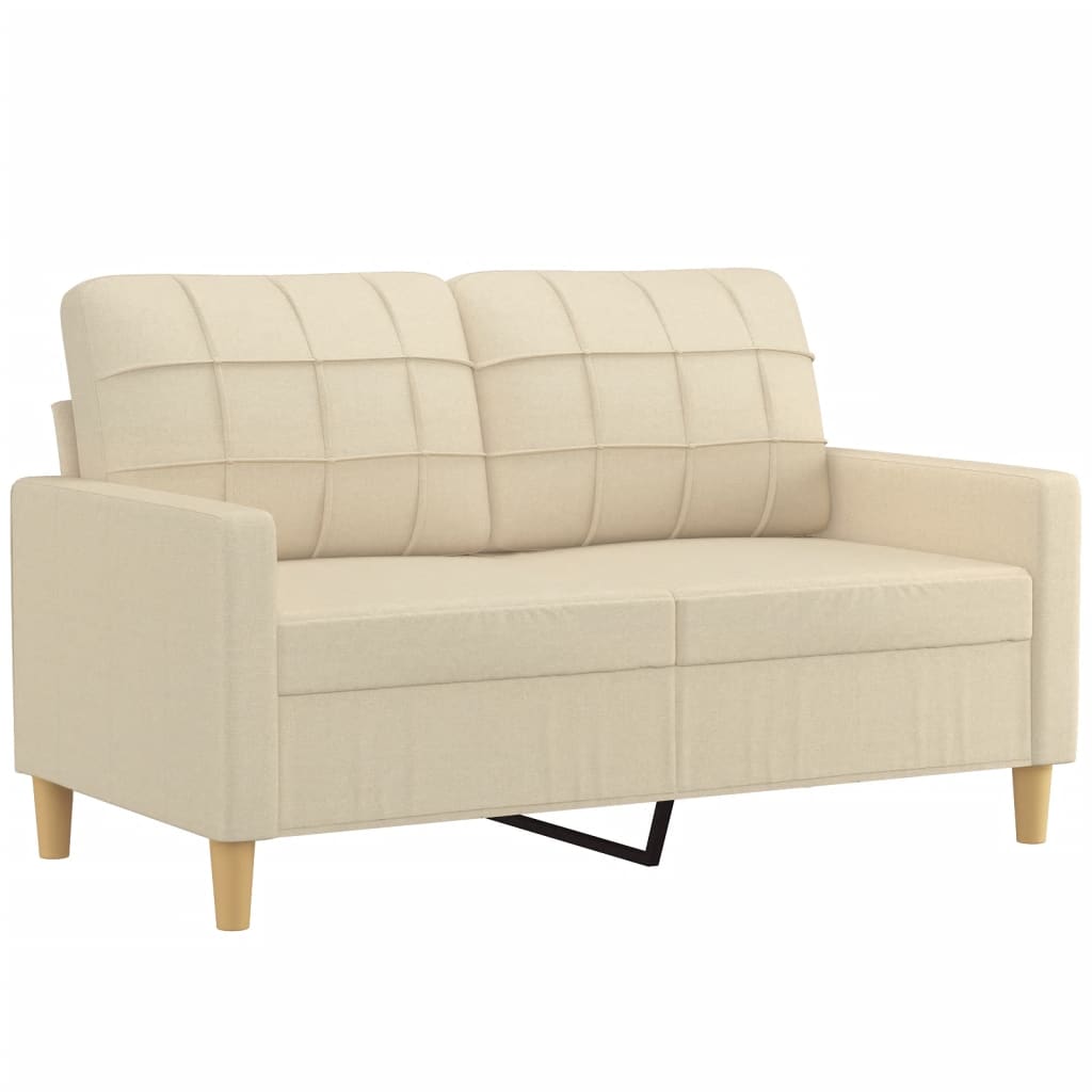 Sofá 2 lugares + almofadas decorativas 120 cm tecido cor creme