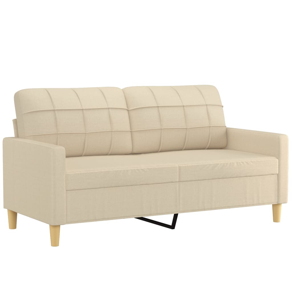 Sofá 2 lugares + almofadas decorativas 140 cm tecido cor creme