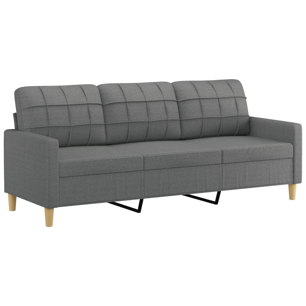 Sofá 3 lugares + almofadas decoração 180 cm tecido cinza-escuro
