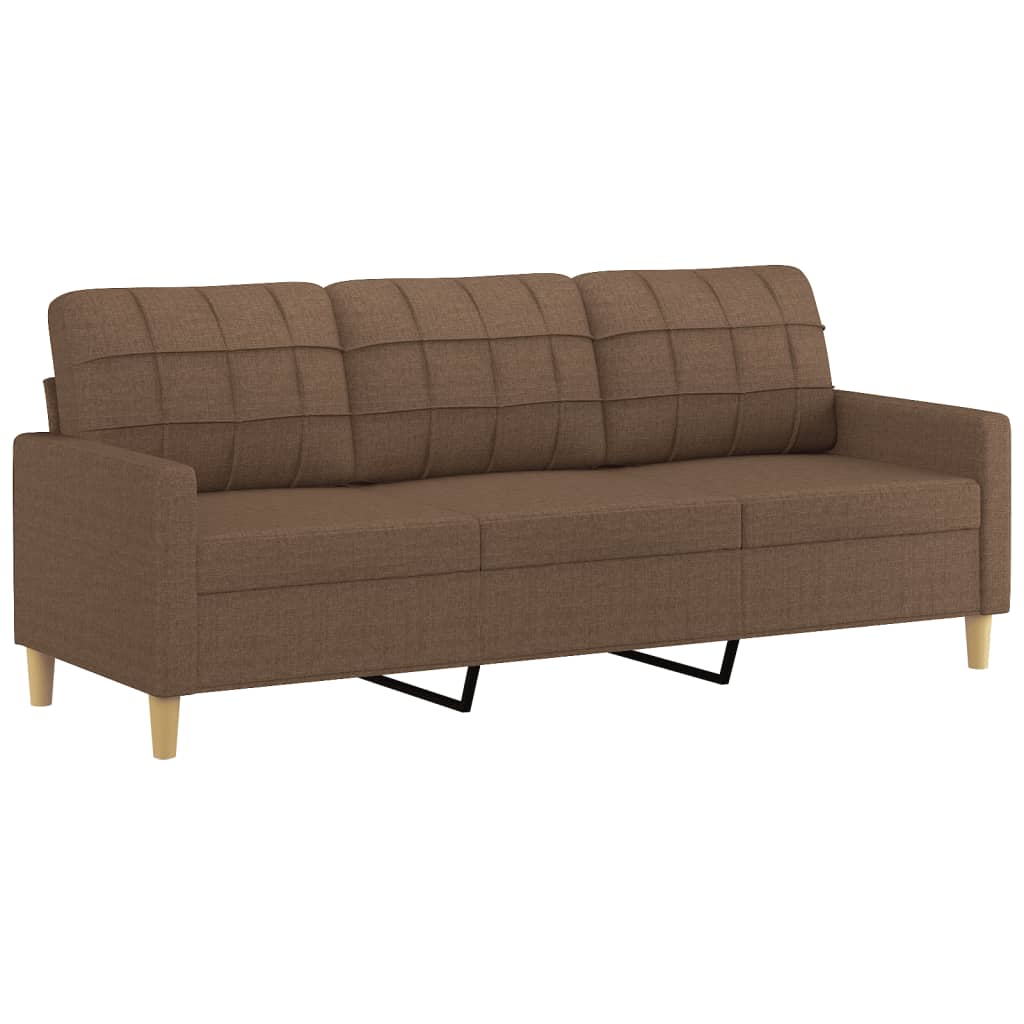 Sofá 3 lugares + almofadas decorativas 180 cm tecido castanho
