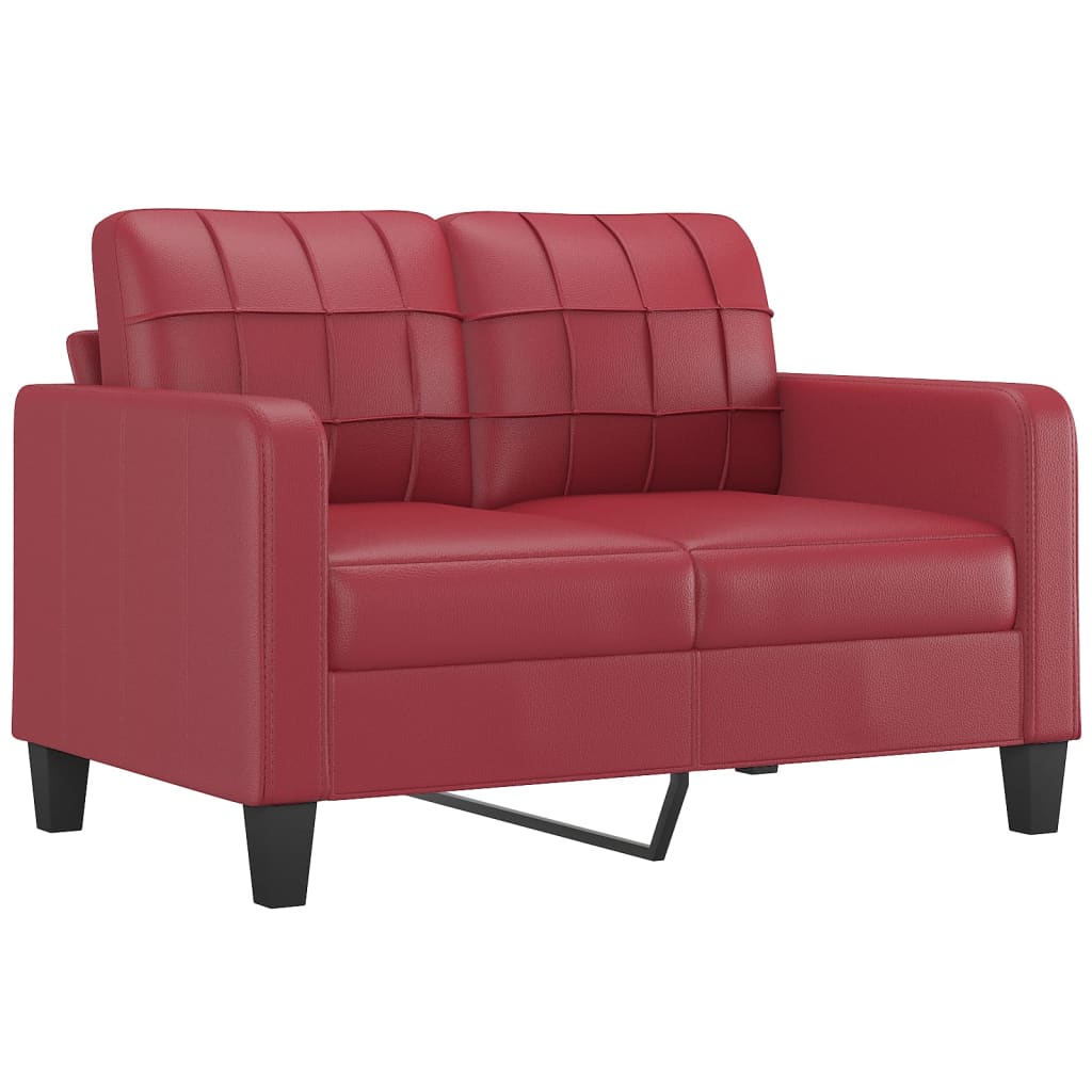 Sofá 2 lugares +almofadas 120cm couro artificial vermelho tinto