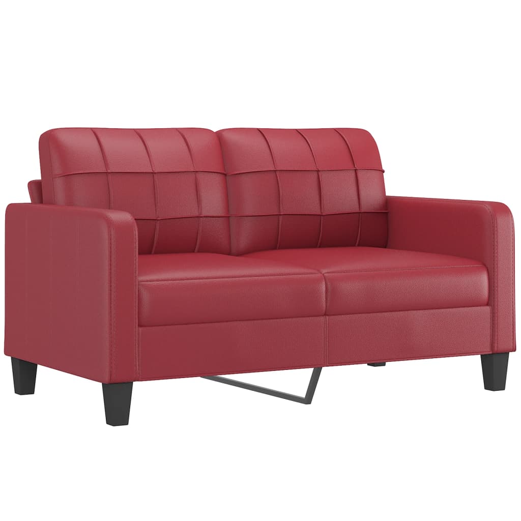 Sofá 2 lugares +almofadas 140cm couro artificial vermelho tinto