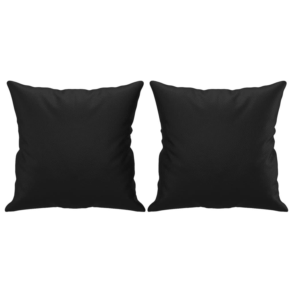 Sofá 3 lugares + almofadas decoração 180 cm couro artif. preto