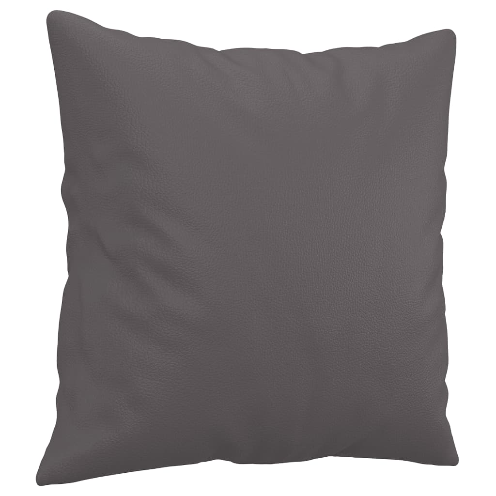 Sofá 3 lug. c/ almofadas decorativas 180 cm couro artif. cinza