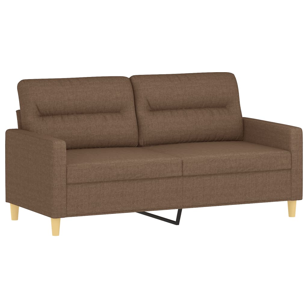 Sofá 2 lugares + almofadas decorativas 140 cm tecido castanho