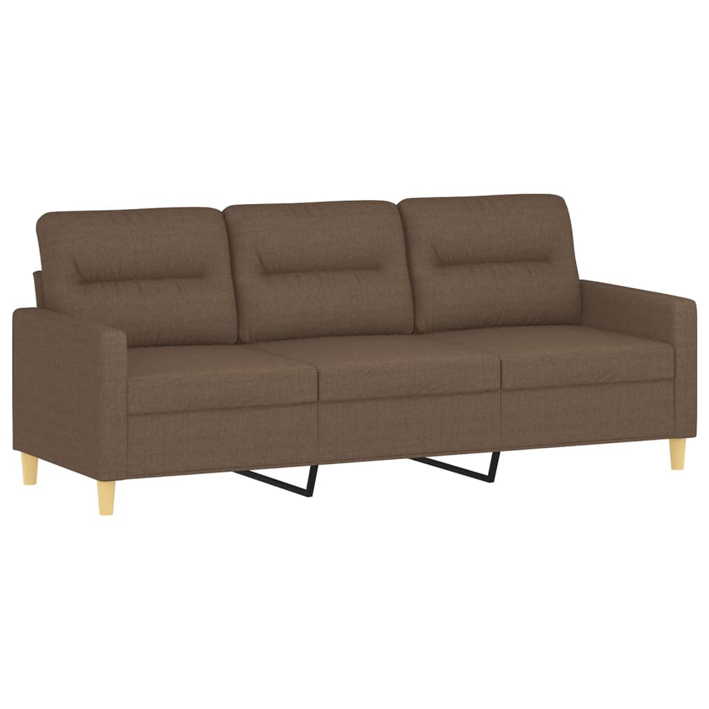 Sofá 3 lugares + almofadas decorativas 180 cm tecido castanho