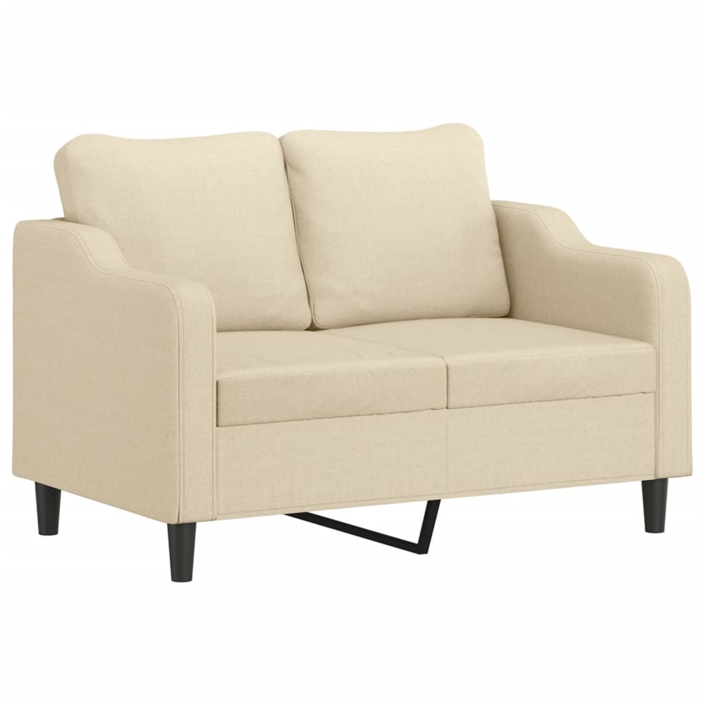 Sofá 2 lugares + almofadas decorativas 120 cm tecido cor creme