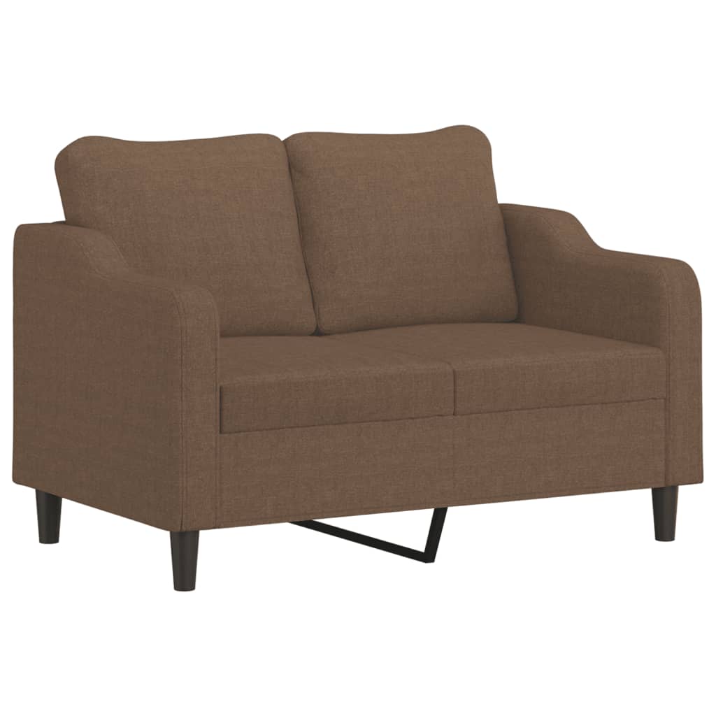 Sofá 2 lugares + almofadas decorativas 120 cm tecido castanho