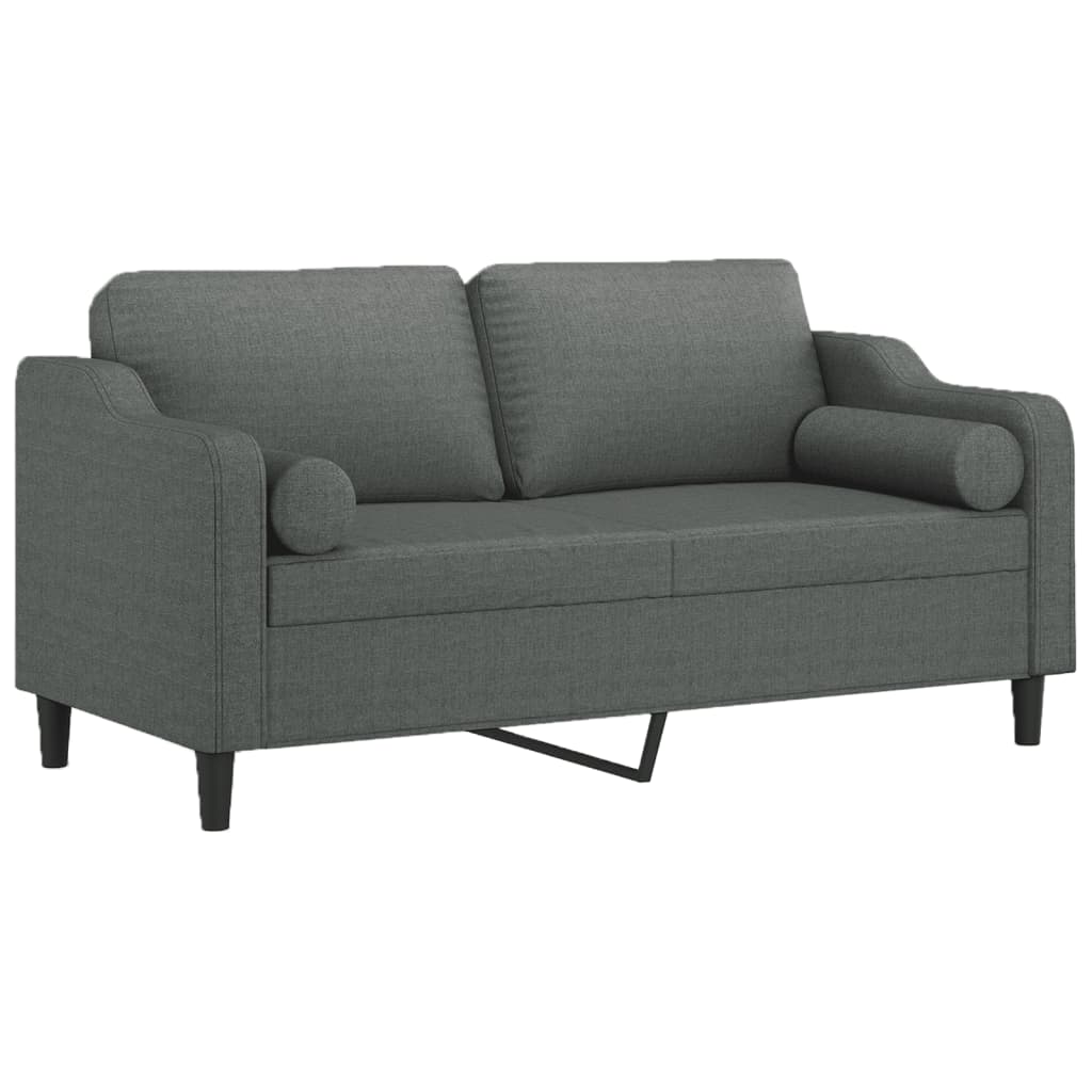 Sofá 2 lugares +almofadas decorativas 140cm tecido cinza-escuro