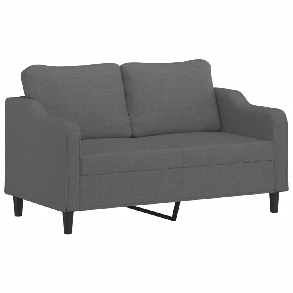 Sofá 2 lugares +almofadas decorativas 140cm tecido cinza-escuro