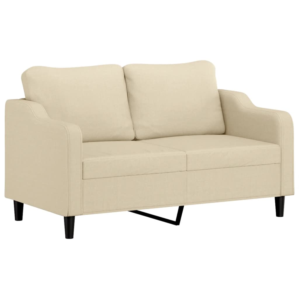 Sofá 2 lugares + almofadas decorativas 140 cm tecido cor creme