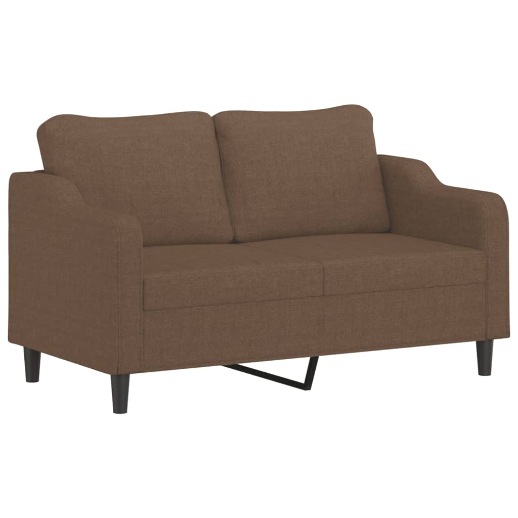 Sofá 2 lugares + almofadas decorativas 140 cm tecido castanho