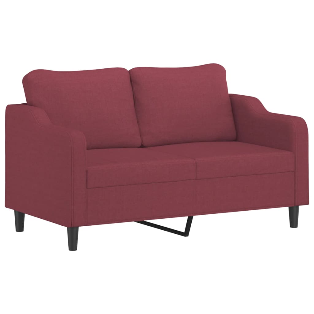 Sofá 2 lug. + almofadas decorativas 140cm tecido vermelho tinto
