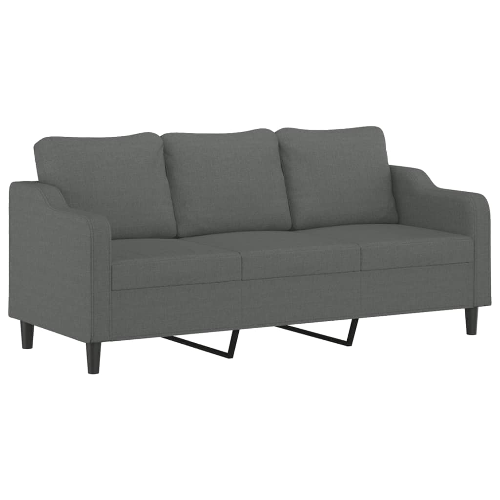 Sofá 3 lugares + almofadas decoração 180 cm tecido cinza-escuro