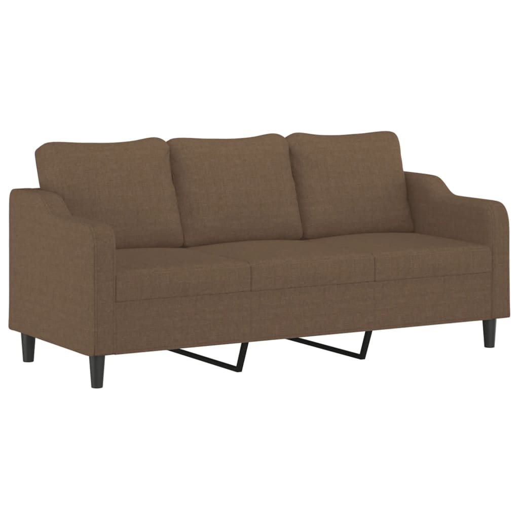 Sofá 3 lugares + almofadas decorativas 180 cm tecido castanho