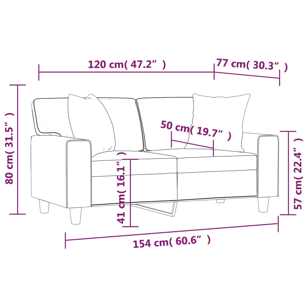 Sofá 2 lugares +almofadas 120cm couro artificial vermelho tinto