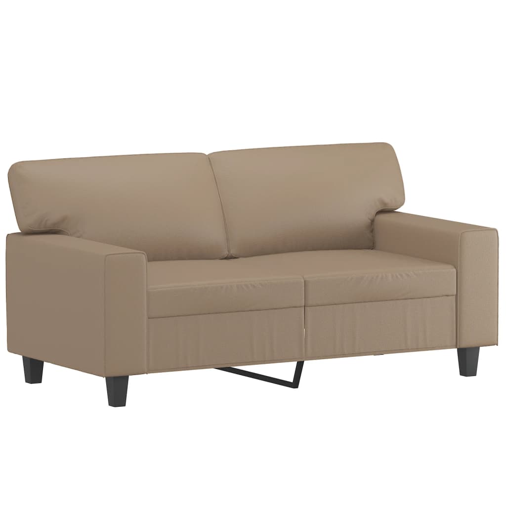 Sofá 2 lugares + almofadas 120 cm couro artificial cappuccino