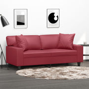 Sofá 2 lugares +almofadas 140cm couro artificial vermelho tinto