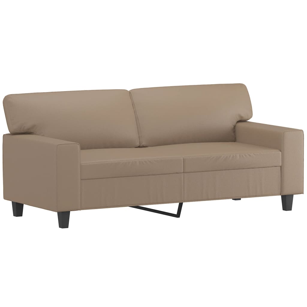 Sofá 2 lugares + almofadas 140 cm couro artificial cappuccino