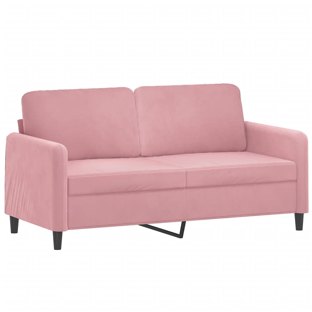 Sofá 2 lugares c/ almofadas decorativas 140 cm veludo rosa