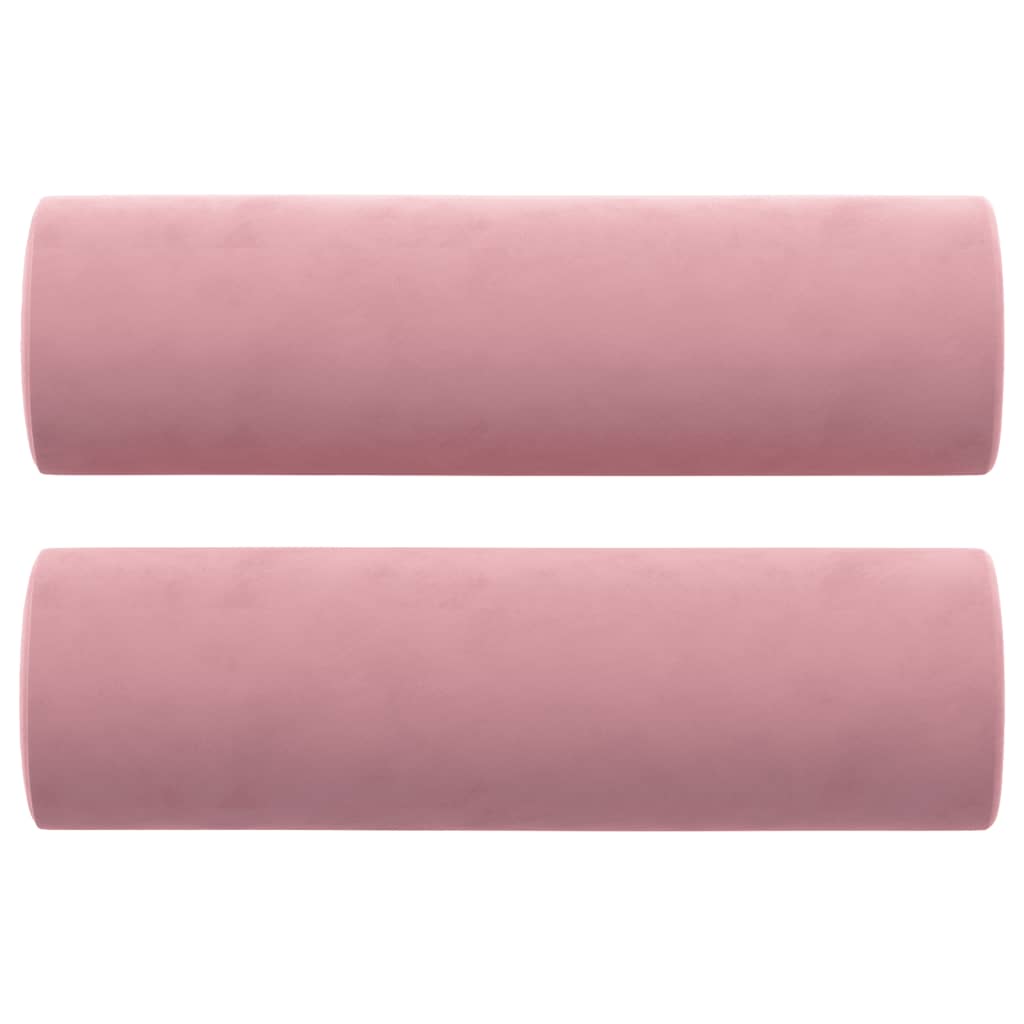 Sofá 2 lugares c/ almofadas decorativas 140 cm veludo rosa