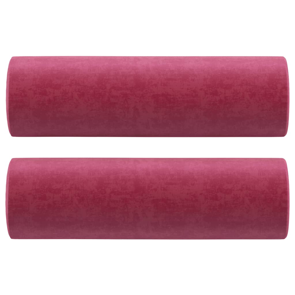 Sofá 3 lug. + almofadas decorativas 180cm veludo vermelho tinto