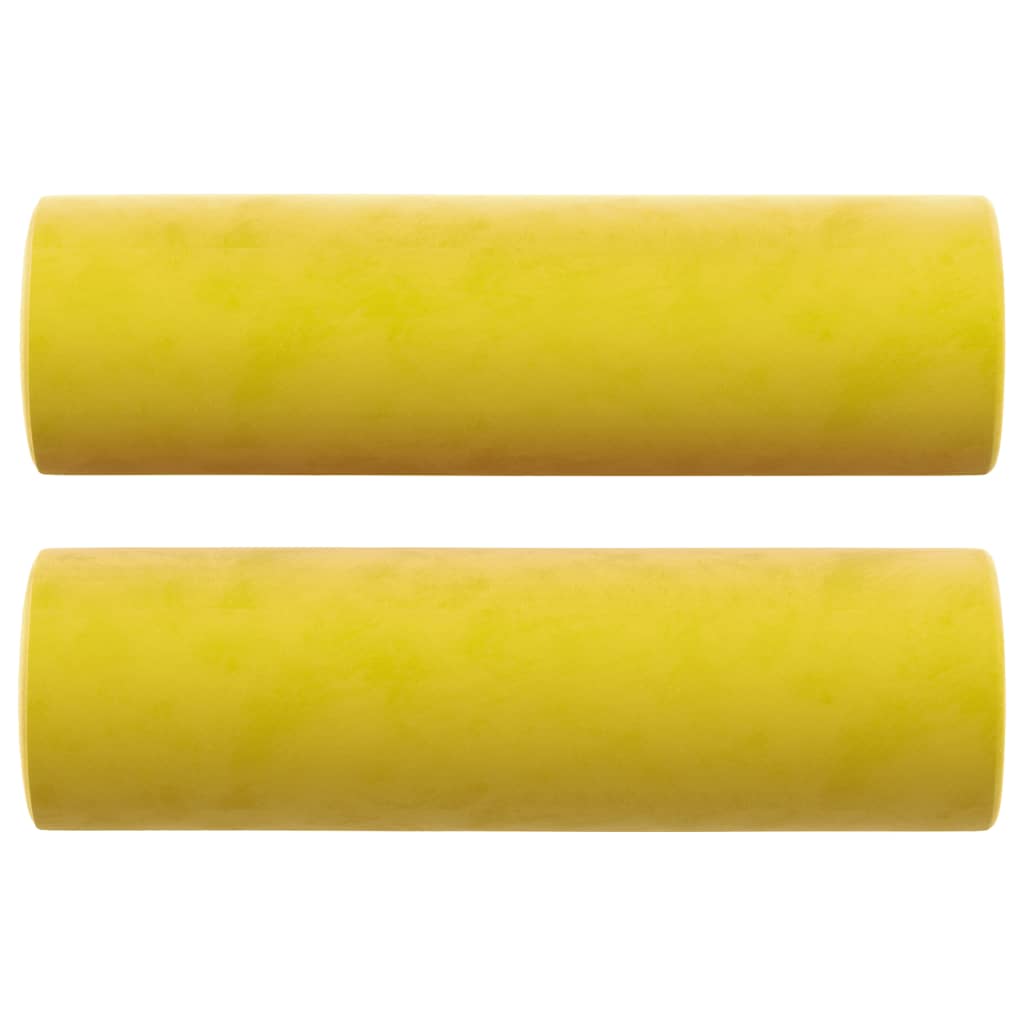 Sofá 3 lugares c/ almofadas decorativas 180 cm veludo amarelo