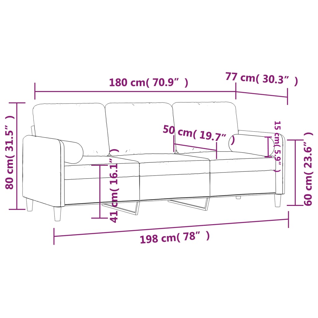 Sofá 3 lugares c/ almofadas decorativas 180 cm veludo amarelo
