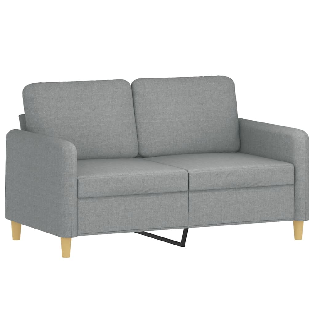 Sofá 2 lugares + almofadas decorativas 120cm tecido cinza-claro