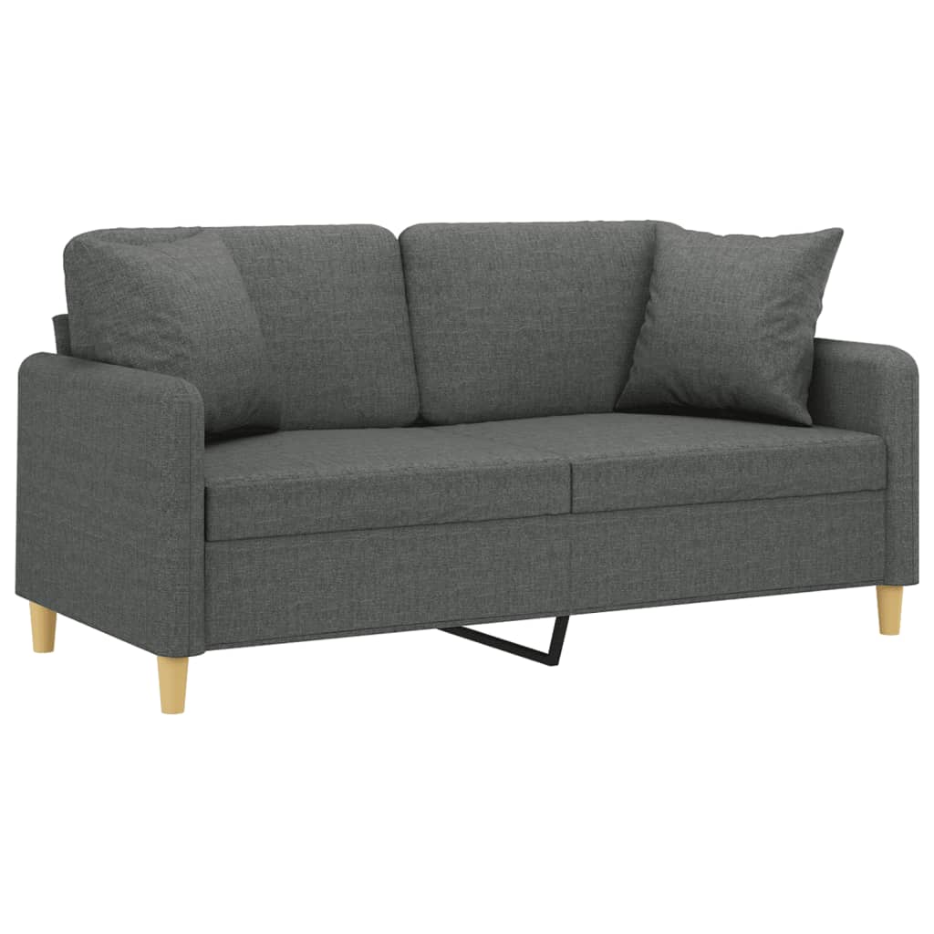 Sofá 2 lugares +almofadas decorativas 140cm tecido cinza-escuro