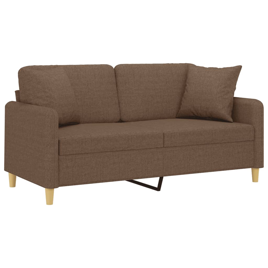 Sofá 2 lugares + almofadas decorativas 140 cm tecido castanho