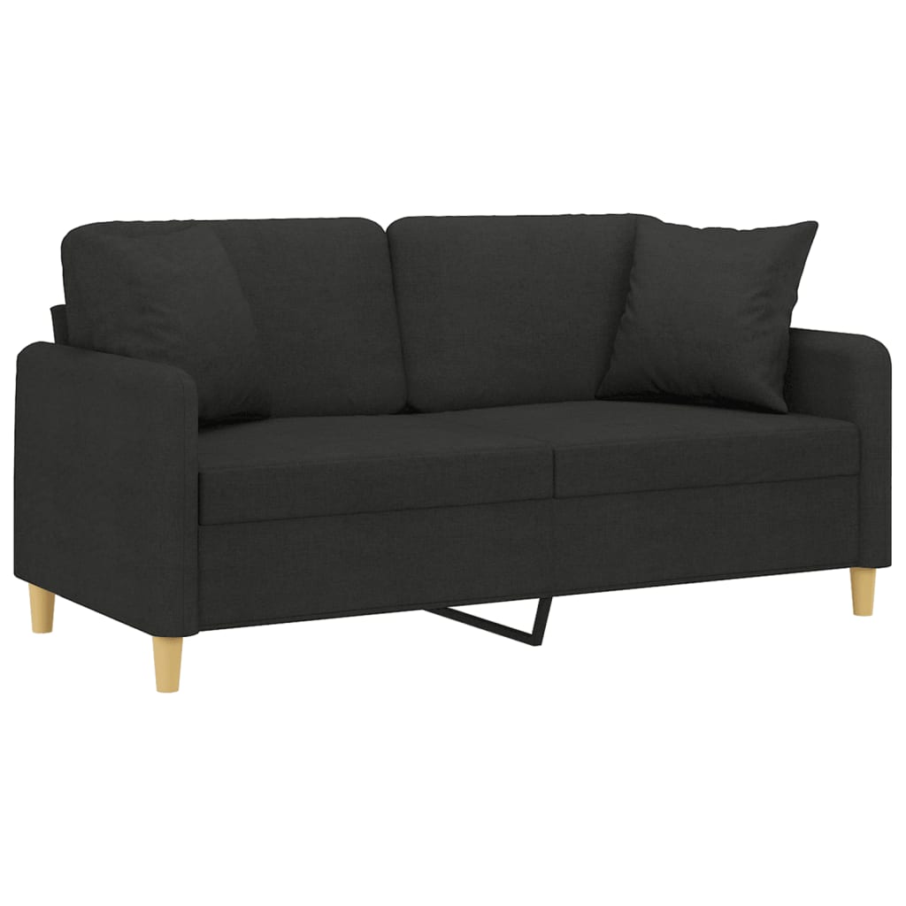 Sofá 2 lugares + almofadas decorativas 140 cm tecido preto