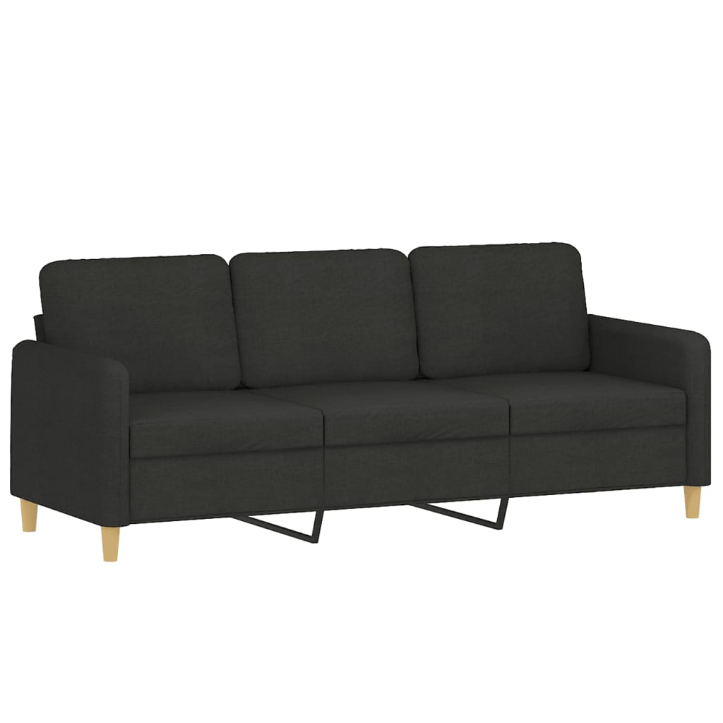 Sofá 3 lugares + almofadas decorativas 180 cm tecido preto