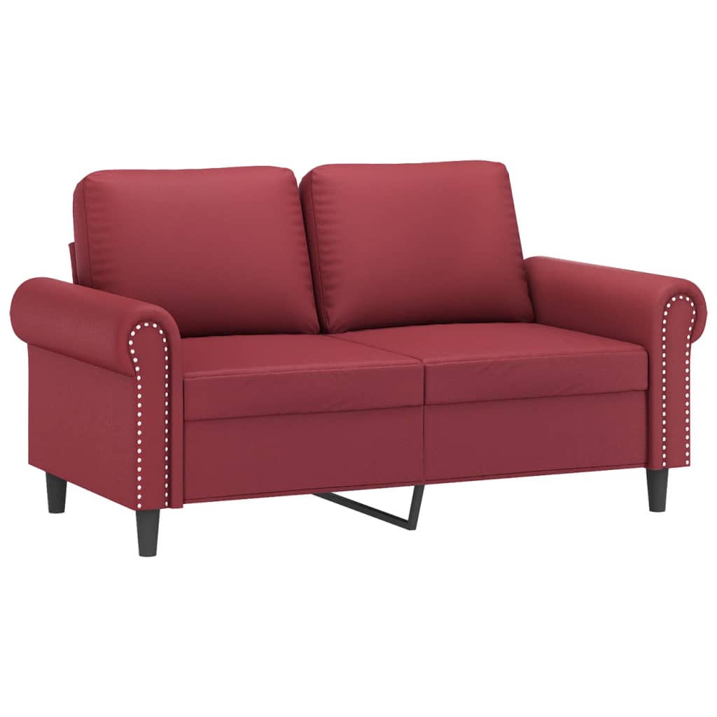 Sofá 2 lugares +almofadas 120cm couro artificial vermelho tinto