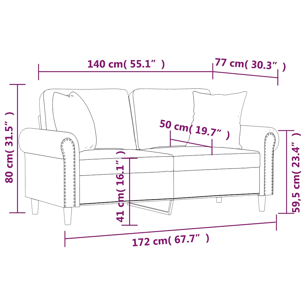 Sofá 2 lugares +almofadas 140cm couro artificial vermelho tinto