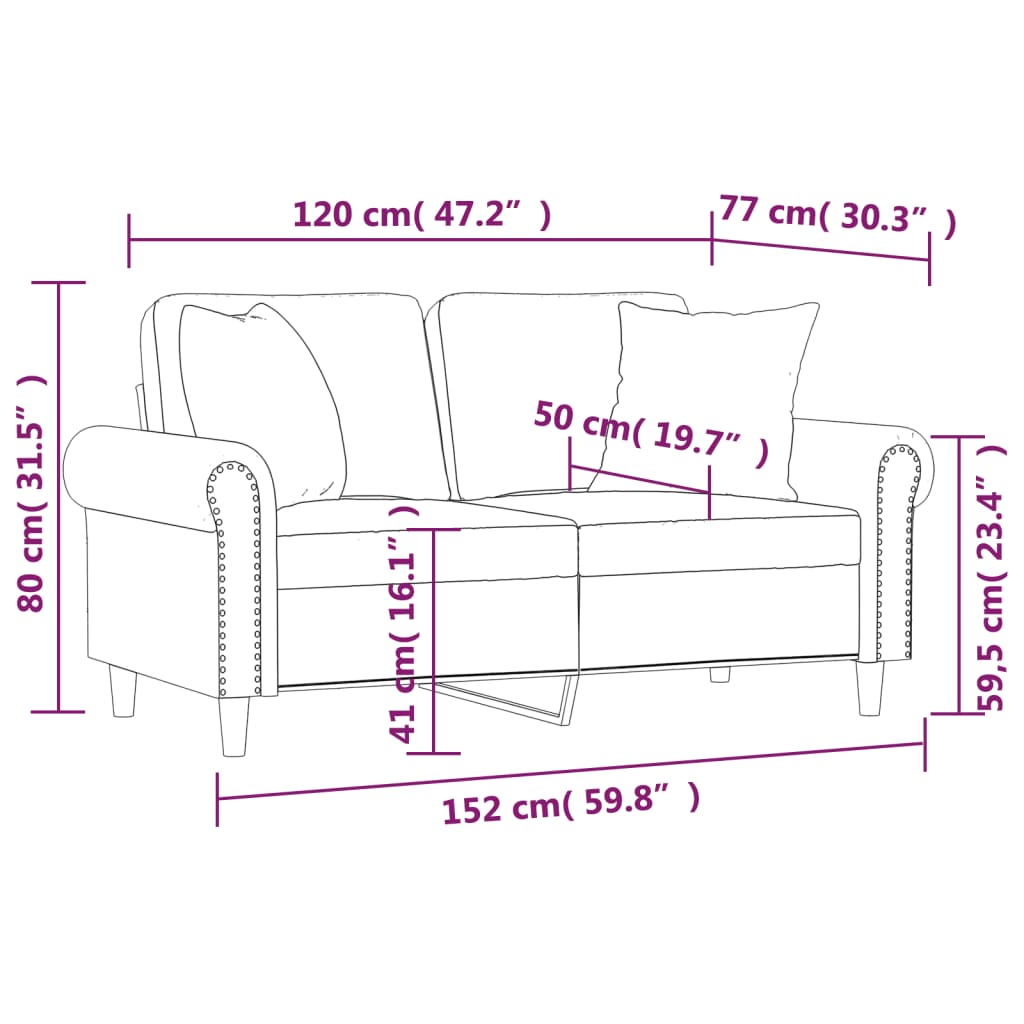 Sofá 2 lugares c/ almofadas decorativas 120 cm veludo amarelo